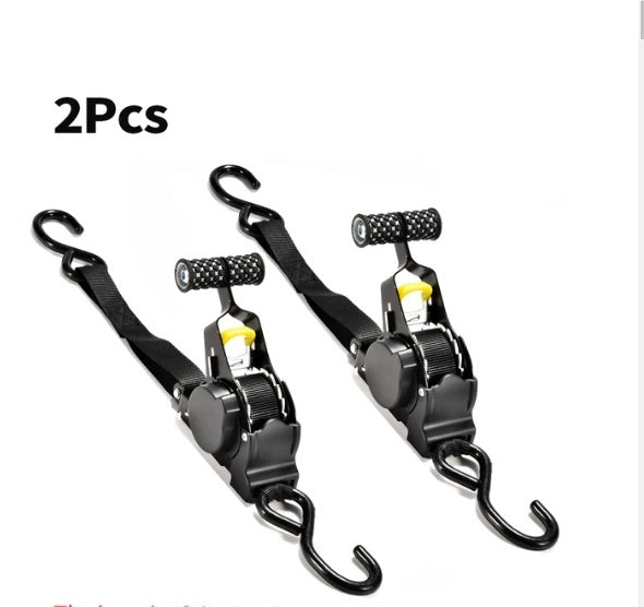 Auto Retract Ratchet Tie Down Straps (2 Pack)