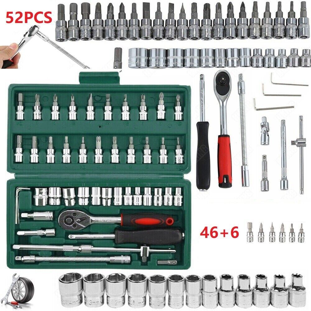 52pc Metric Socket Set Ratchet Torx Wrench Kit 1-4 Drive Repair Tool With Case